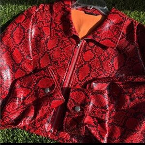SHEIN Red Angel Girl Snake Print Jacket size: L